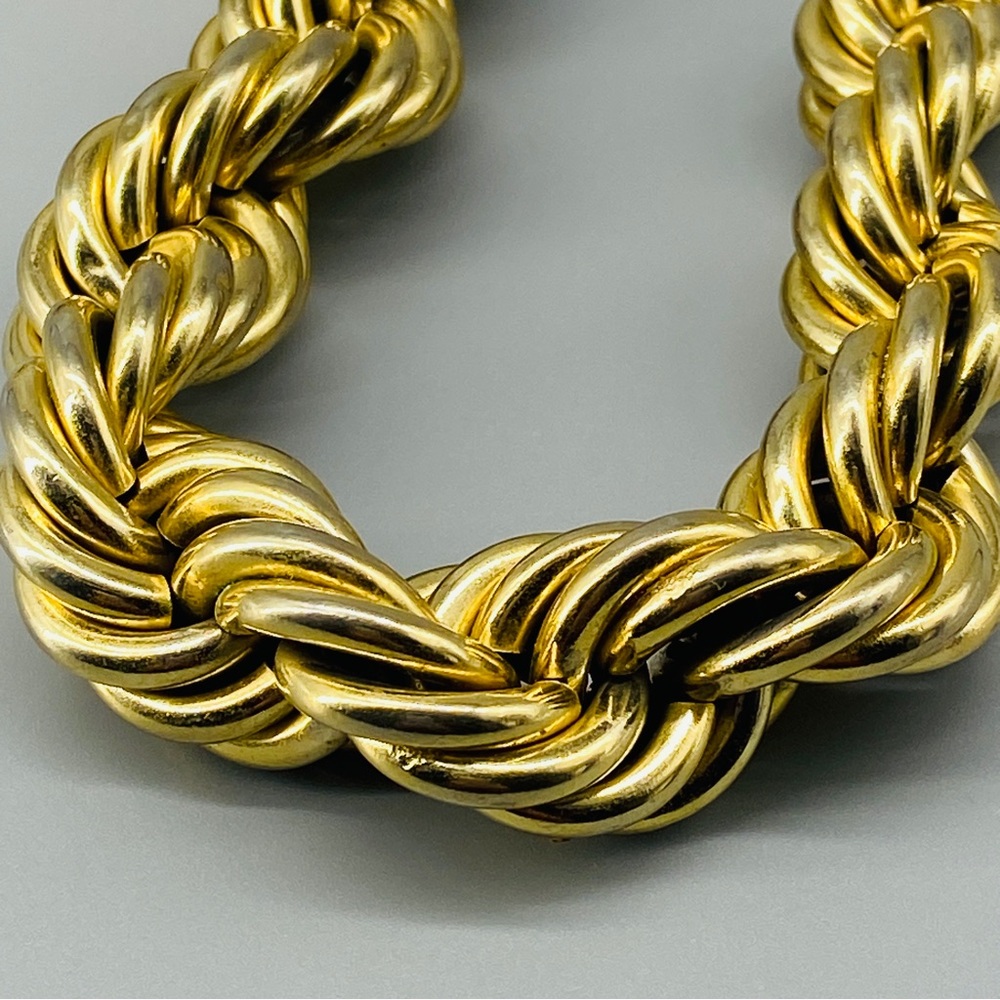 Vintage Bold & Gold Toned Big Rope Necklace HipHop Statement - Picture 11 of 16
